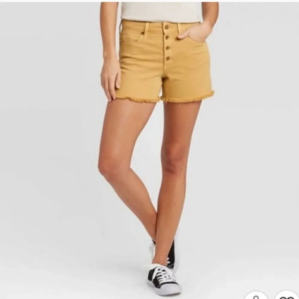 Universal Thread Hi Rise Midi Mustard Shorts - Picture 1 of 8